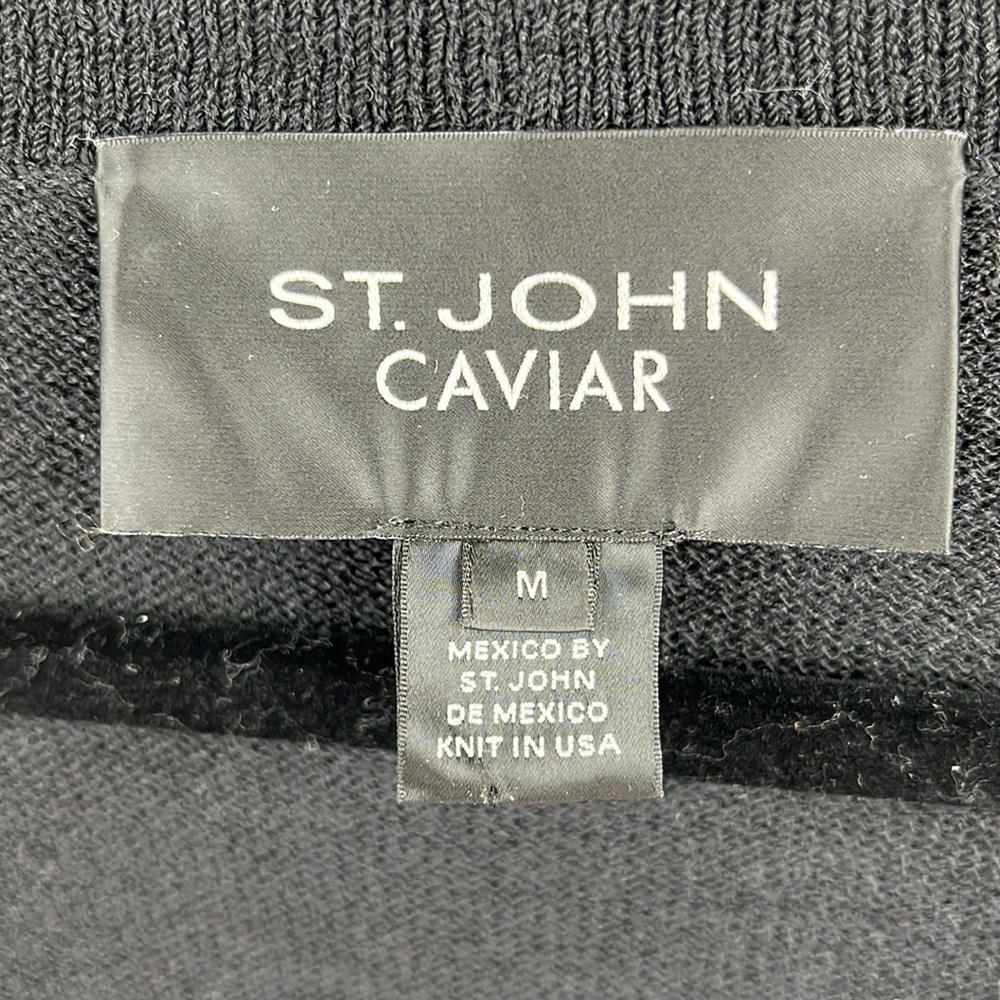 ST. JOHN CAVIAR - Like new Black Knit Sweater Cardigan Luxury-Medium - Picture 10 of 13